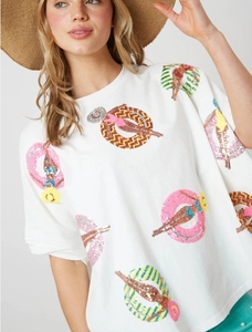 Wholesale Professional Supplier Round Neck Oversized <strong>t</strong> <strong>Shirt</strong> Custom logo <strong>Sparkly</strong> All Over Sequin Design <strong>t</strong> <strong>Shirt</strong> for Women - Product Image 3