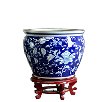 Kit de pots de fleurs décoratifs en céramique pour l'intérieur et l'extérieur, bleu et blanc, pour hôtel, jardin, décoration de la maison
