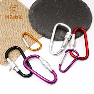 Mosquetón Tipo D de Aleación de Aluminio con Cierre de Seguridad, Capacidad de Carga de 6 kg, Gancho Multifuncional para Escalada y Actividades al Aire Libre, Disponible en Negro, Rojo, Amarillo, Plateado y Morado - Product Image 1