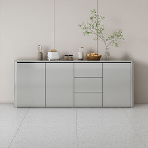 <span class=keywords><strong>Buffet</strong></span> de cuisine <span class=keywords><strong>gris</strong></span> en verre trempé moderne peu encombrant Armoire de rangement pour salon, salle à manger, meubles d'hôtel - Product Image 2