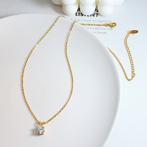 Collier pendentif solitaire minimaliste pour femme en acier inoxydable avec zircon <span class=keywords><strong>de</strong></span> laboratoire, plaqué or et argent, vente chaude - Product Image 5