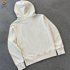 Fabricant OEM – Sweat à capuche zippé surdimensionné en coton épais pour homme, style streetwear, avec logo graphique personnalisé et strass - Product Image 4