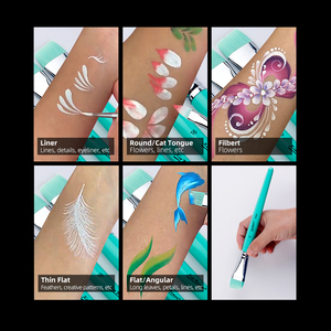 Xin Bowen profesional 17 tamaño redondo punta plana lengua de gato nailon sintético cara cuerpo pintura cepillo Kit para artista - Product Image 6