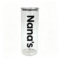 Boîtes en plastique PET jetables de 330 ml avec logo personnalisé, avec bouchon en plastique, couvercle en aluminium à ouverture facile, conçues pour les boissons énergisantes et les sodas