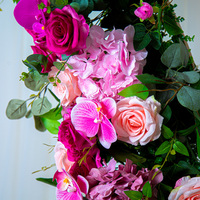 Fleur Artificielle Événement Décoration de Mariage Rose Fleur Toile de Fond Rose et Vert Fleur Florale Artificielle en Arc de Corne