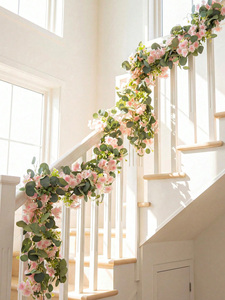 Ghirlande Artificiali di Fiori di Ciliegio e Foglie di Eucalipto Verde e Rosa da 200CM, Vendita all'Ingrosso - Product Image 3