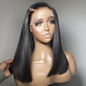 Sẵn Sàng Để Tàu Đôi Rút Ra Tự Nhiên Con Người Tóc Giả Tóc Bob Với <span class=keywords><strong>Bangs</strong></span> Ngắn Nguyên Việt 5x5 Đóng Cửa Tóc Giả Cho Phụ Nữ Da Đen - Product Image 1