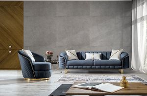 Winforce lujo moderno hecho a mano Terciopelo Azul 3 asientos sofá conjunto Suite diseños sala de estar sofá conjunto muebles - Product Image 2