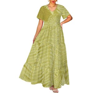 Factory Outlet Puakenikeni Design tribale profondo scollo a V Casual elegante da donna abito lungo da sera Sexy - Product Image 6