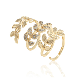 Anillo de Dedo Moderno de Joyería Elegante Xuping 16240, Diseño de Hojas con Baño de Oro, Anillo de Boda - Product Image 1