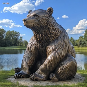 Decorazione pubblica personalizzata del parco all'aperto del lago moderna grande statua in bronzo gigante dell'orso bruno <span class=keywords><strong>Kodiak</strong></span> scultura in bronzo - Product Image 2