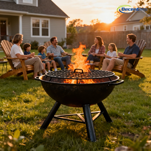 Brasero de Hierro Resistente a la Intemperie para EE. UU. y la UE, Tazón de Hierro Fundido de Alta Resistencia con Pantalla Antichispas para Patio Trasero al Aire Libre - Product Image 1