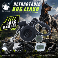 Laisse pour chien avec lampe torche LED rechargeable par USB, intelligente, pour grands chiens, voyages, en nylon