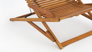 Tumbona de madera maciza de teca plegable compacta de estilo moderno, tumbona con acabado de Color Natural para uso en exteriores - Product Image 5