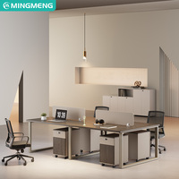 Bureaux de bureau modernes pour 4 à 6 personnes, mobilier de bureau pour employés avec armoires, bureaux informatiques ouverts, bureaux pour employés