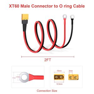 Câble ELFCULB XT60 vers borne à anneau, câble connecteur XT60 mâle vers borne à anneau 10AWG avec fil pur étamé pour batterie RC et solaire - Product Image 5