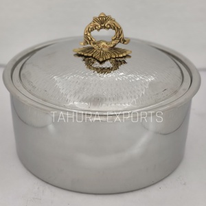 New Arrival Round Home Dinnerware Customized Size Cooking Pot Silver Color Caserole Dish Casserole <b>Cookwar</b> Handmade Design - Product Image 4
