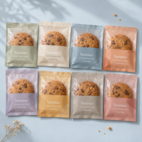 Sacs d'emballage alimentaire personnalisés avec logo imprimé, à soufflets latéraux, en plastique laminé transparent, thermoscellables, pour biscuits