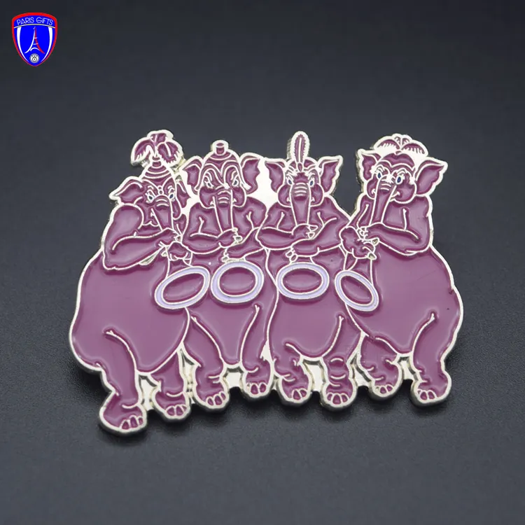 China Fabriek Groothandel Geen Minimum 3D Emaille Roze Olifant Trompet Pins Cartoon Zachte Emaille Broche Pin