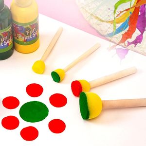 Hchwenh Chất Lượng Cao 30Pcs Vòng Miếng Bọt Biển Bọt Bàn Chải Thiết Lập Với Tay Cầm Bằng Gỗ Cho Trẻ Em Vẽ Tranh Thủ Công Mỹ Nghệ (Mô Hình HM-20H Màu Vàng) - Product Image 3