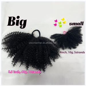 Doux et Mignon <span class=keywords><strong>Afro</strong></span> <span class=keywords><strong>Puff</strong></span> de 4 Pouces pour Enfants, Bande Élastique, Queue de Cheval Marley Twist, Mini Taille, 5 Brins, Cheveux Bouncy pour Bébé Fille - Product Image 1