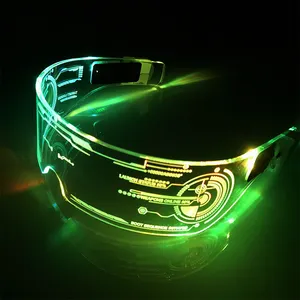 Cool Cyberpunk Clear Lenses 7 Color Led Light Visor Glasses Rezz Visor Robocop Futuristic Nightlife Dropshipping Sunglasses