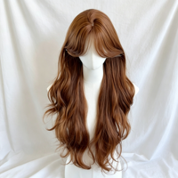 Perruque Femme 30 Pouces Orange Brun Invisible Sans Couture Fini Naturel Ondulé Longue Fibre Haute Température Ligne de Cheveux Naturelle
