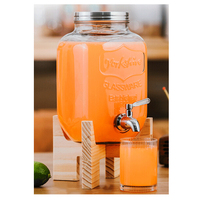Logo en relief personnalisé de haute qualité 4L 5L 8L Grand pot Mason Distributeur de boissons en verre multifonctionnel
