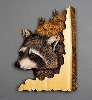 Décoration murale artisanale en bois en forme d'animal |   Plaque sculptée rustique à suspendre pour la décoration de la maison (Renard, Loup, Ours, Raton laveur)