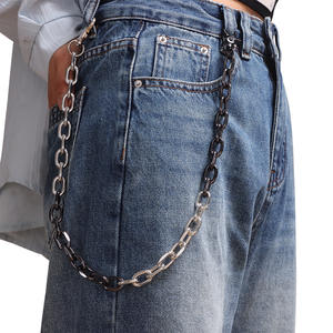 Cadena de cintura de moda estilo hip hop bicolor con diseño de discoteca, de aleación de zinc, con patchwork en blanco y negro, de una sola capa, para discoteca. - Product Image 1