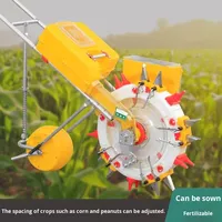 Nouveau Semoir Manuel de Précision à 2 Rangs, Petit Planteur Agricole Multifonctionnel avec Épandeur d'Engrais Poussé à Main pour Maïs et Soja