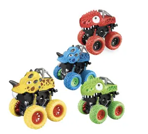 Commercio all'ingrosso di plastica stunt car friction car toys inertia wheel dinosaur toy car 360 rotazione attrito veicoli giocattolo