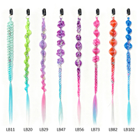 Extensions capillaires torsadées colorées rose et violet en gros, postiches à clipser, queues de cheval tressées au crochet pour enfants