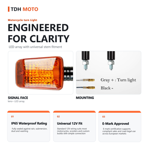 Waterproof Amber Turn Signal Bulb Lamp 21W 2 Lens M8 12V IP65 E8 Approved Rear Replacement Motorcycle Turn Signal Light - Product Image 4