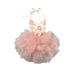 Gaun Tutu Balet Anak Perempuan, Gaun Tutu Balet Tanpa Lengan, Triko Desain Halter, Vestido De Tul Nina