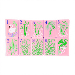 Mahjong américain de luxe 160 tuiles, en acrylique rose gravé monocouche, collection d'art raffinée, cadeau élégant pour amis - Product Image 4