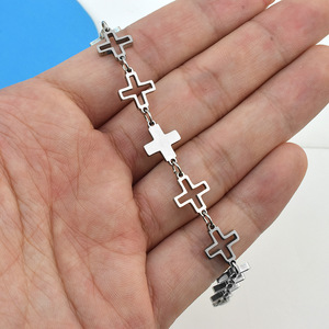 Hot Selling Simple Popular Design Hollowed Out Cross <b>Chain</b> Bracelet <b>Titanium</b> Steel Unisex's Bracelets Trendy Jewelry Wholesale - Product Image 1