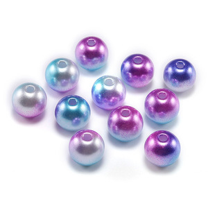 Acrylic Imitation Pearls Round With Holes For Jewelry Making Multicolored Gradient Candy Colors Loose <b>Beads</b> - Product Image 3