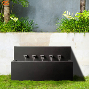 Gnee Garden Traditional <b>Rectangle</b> Aluminum Waterfall Fountain Outdoor Garden Decor Floor Mount Natural Finish 5-Spout Feature - Product Image 6
