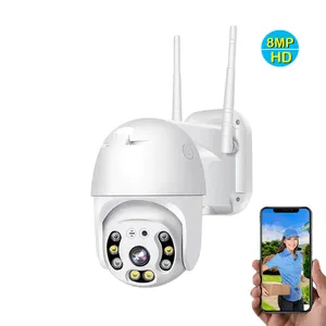 8MP 4K Objectif Réseau Sans Fil PTZ HD Smart Home CCTV Sécurité Sans Fil Vision Nocturne Icsee Caméra Extérieure