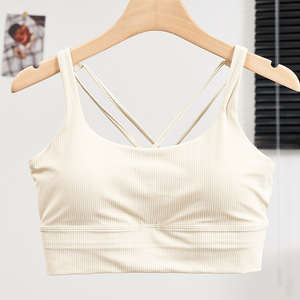 Vêtements de sport sans couture pour Pilates, course à pied, yoga, fitness, soutien-gorge de sport croisé pour femme - Product Image 4
