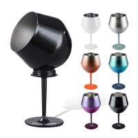 Gobelet à café en acier inoxydable 14 oz avec logo personnalisé, double paroi en verre SS304, 2 en 1, avec base amovible pour champagne et vin