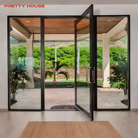 Portes pivotantes modernes en métal pour usage commercial, entrée d'appartement et extérieur avec isolation thermique
