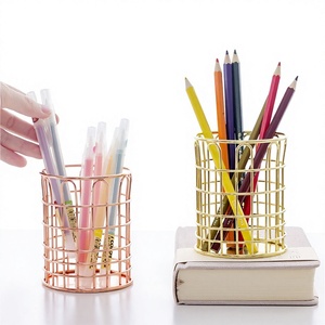Amson Brass Trending Design Iron Metal Round Multicolor Finished Pen Pencil Stand Stylish Desk Organizer Custom Size - Product Image 1