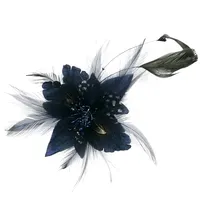 Color Azul Marino sombrero pelo Clip broche bastante Fascinator de la pluma para las mujeres alegre baile fiesta de cóctel