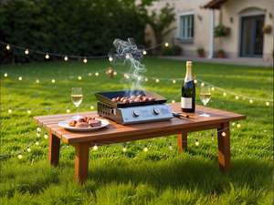 Plancha de Gas de Acero Inoxidable de Lujo Moderna, de 2 Quemadores, con Superficie de Porcelana Esmaltada y Dispositivo de Seguridad contra Llamas, Área de Cocción de 40x35 cm - Product Image 5