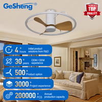 Ventilateur de plafond LED de petite taille 24 pouces, dimmable, 3 pales, télécommande, moteur DC pour chambre d'enfant et chambre à coucher