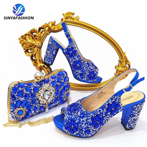 Sinya oro nigeriano cristallo africano festa nuziale <span class=keywords><strong>sposa</strong></span> italiano <span class=keywords><strong>scarpe</strong></span> e borse abbinate Set per le donne - Product Image 5