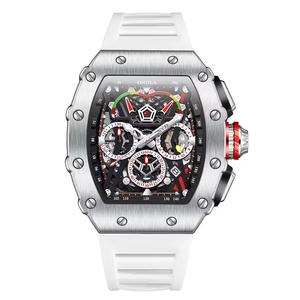 ONOLA 6827 Montre-bracelet à quartz pour hommes avec bracelet en silicone, tenue de sport en alliage étanche, 43mm, verre tendance - Product Image 4