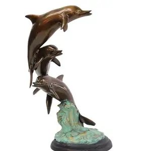 Precio barato al aire libre patio grande delfín bronce fuente escultura